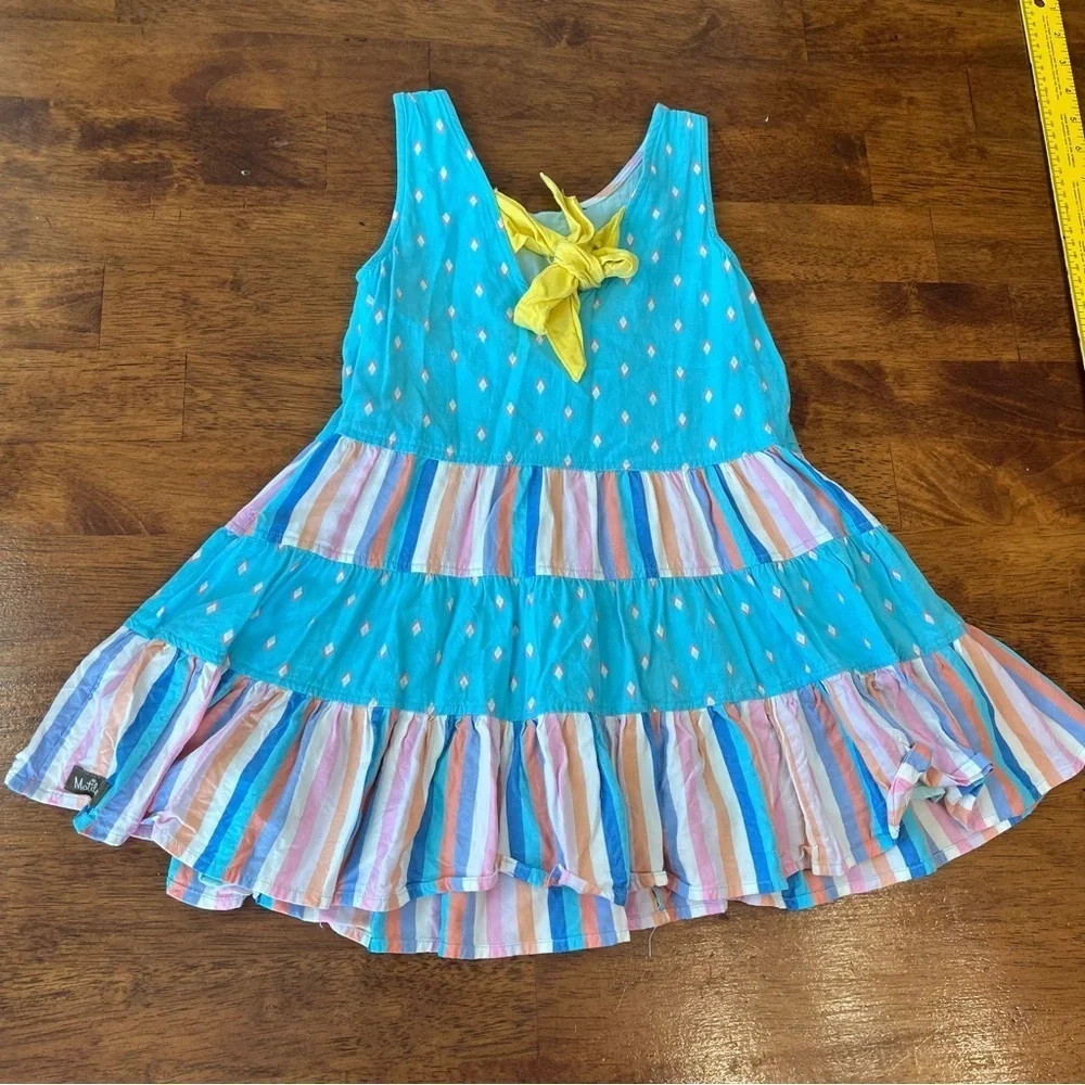 Matilda Jane blue yellow striped polka dot twirl dress size 4